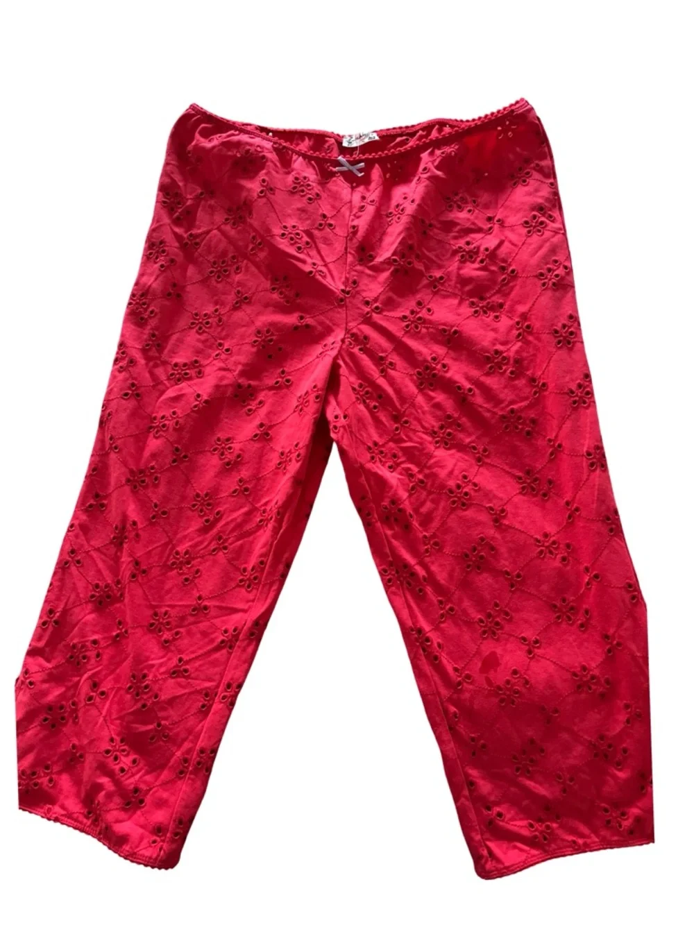 Free People Poppy Red Full Bloom Capris Size L NWT MSRP $48 - Picture 1 of 4